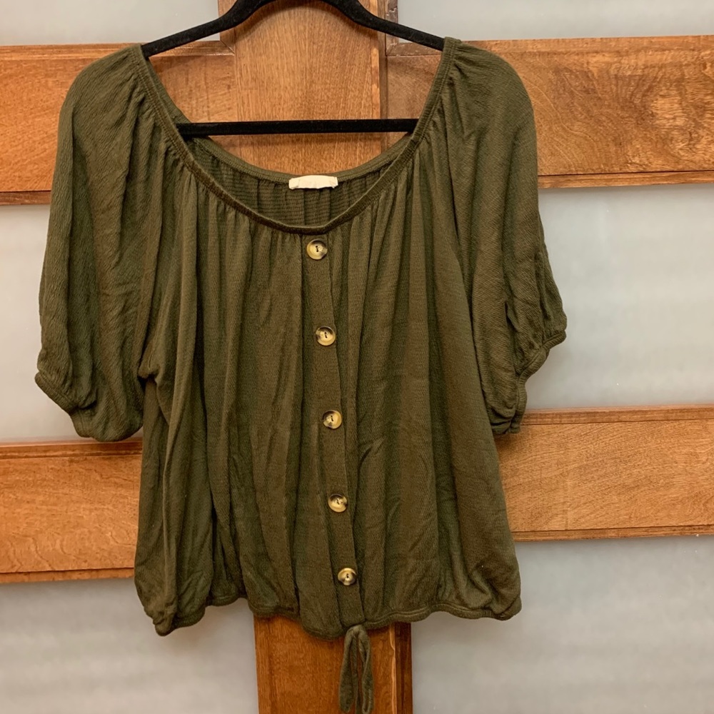 Green Button Down Blouse